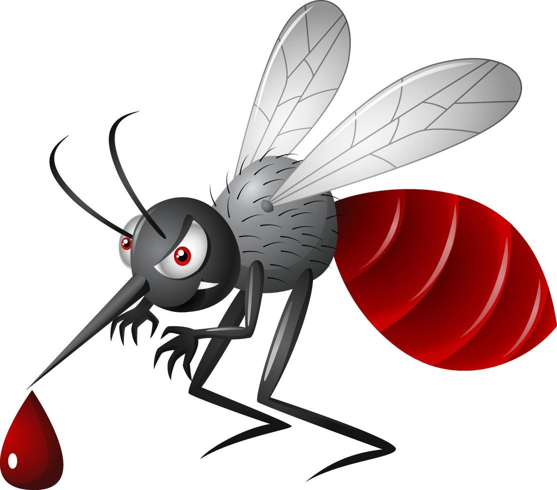 mosquito de desenho animado com raiva vetor