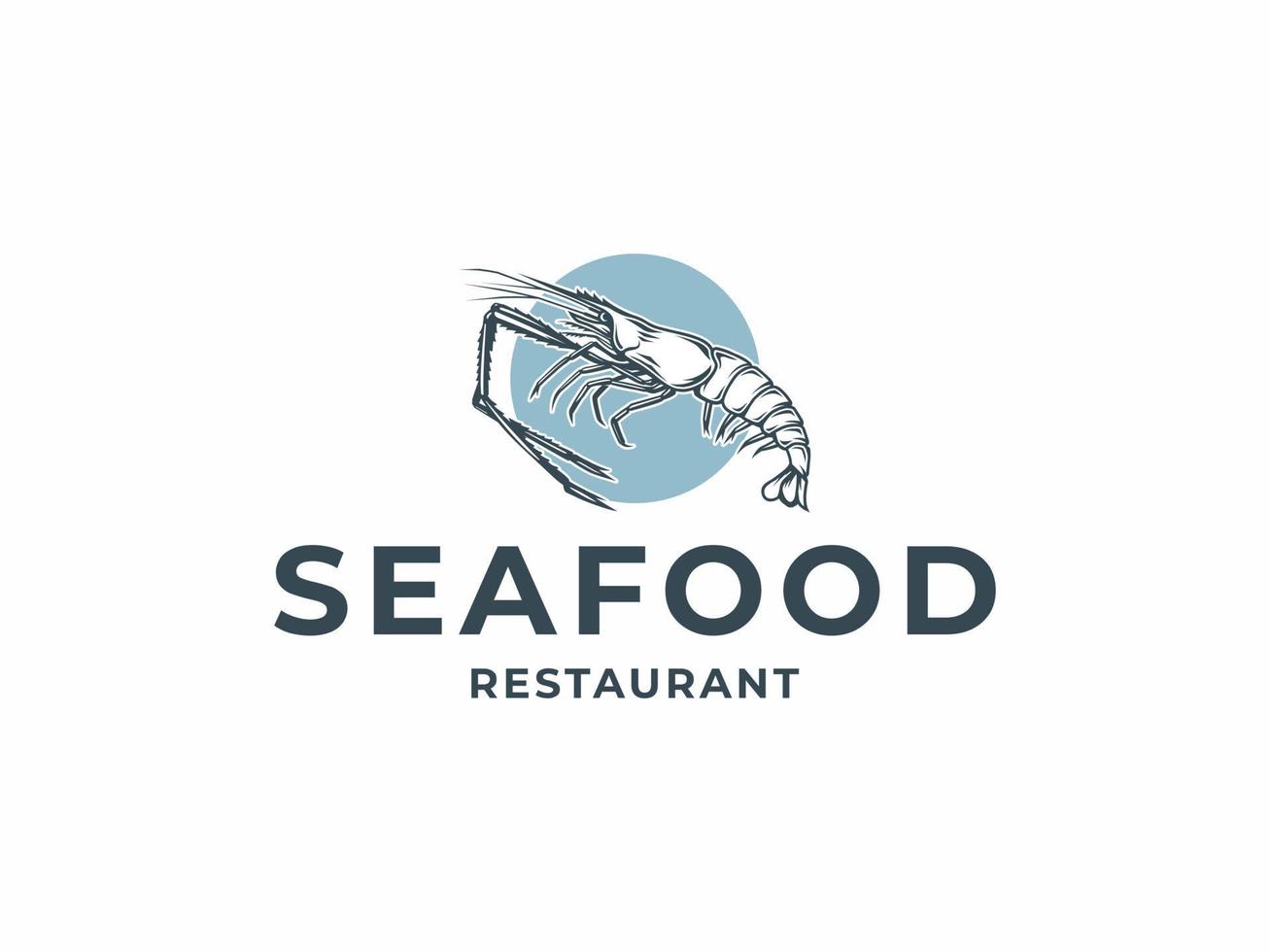 modelo de design de logotipo de frutos do mar de camarão vetor