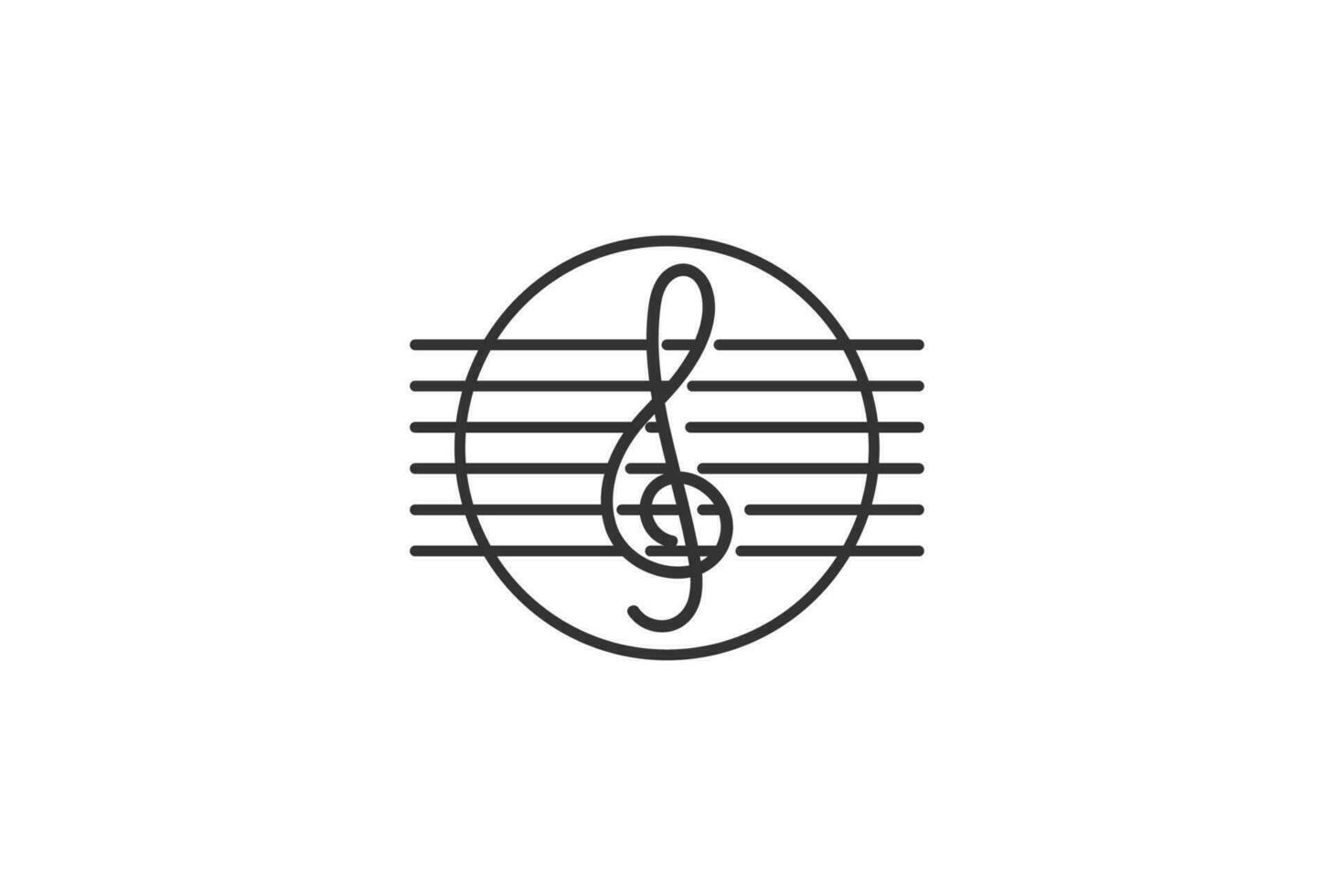 notas de música retrô vintage e vetor de design de logotipo de corda de guitarra