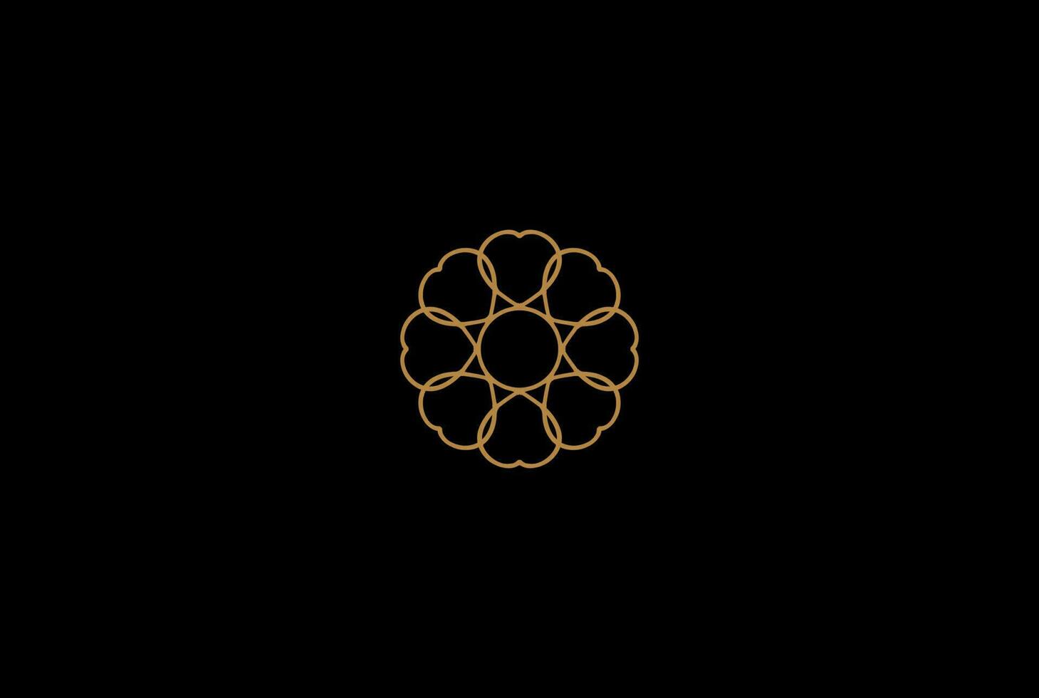 círculo elegante vetor de design de logotipo de padrão de linha de flores de luxo dourado