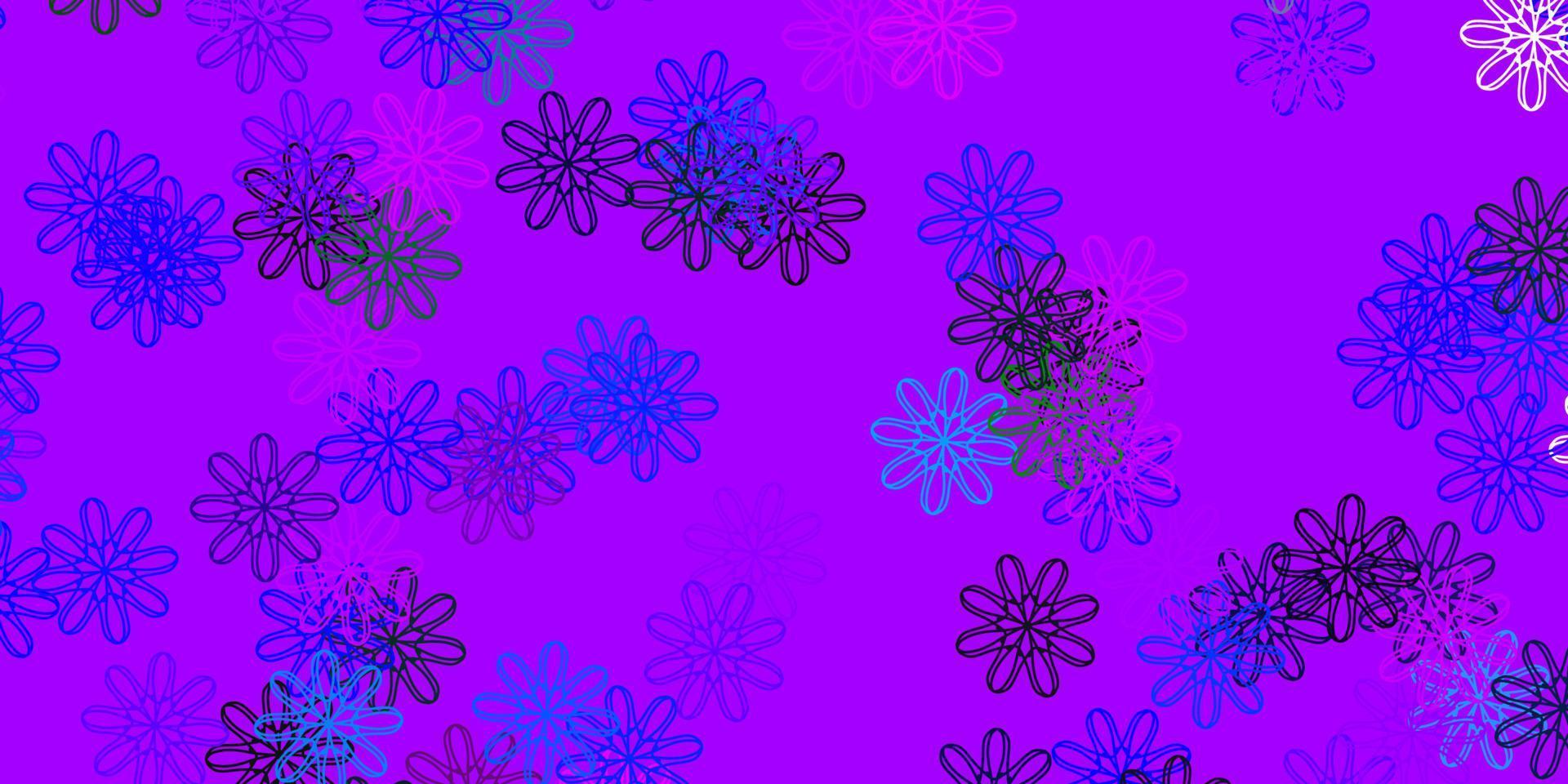 modelo de doodle de vetor rosa e azul claro com flores.