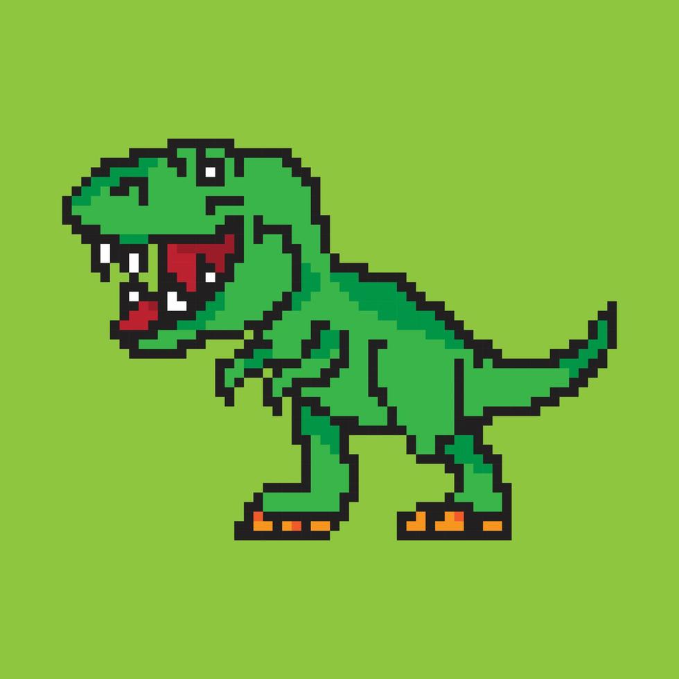 ilustração vetorial de dinossauro de desenho animado - design de pixel vetor