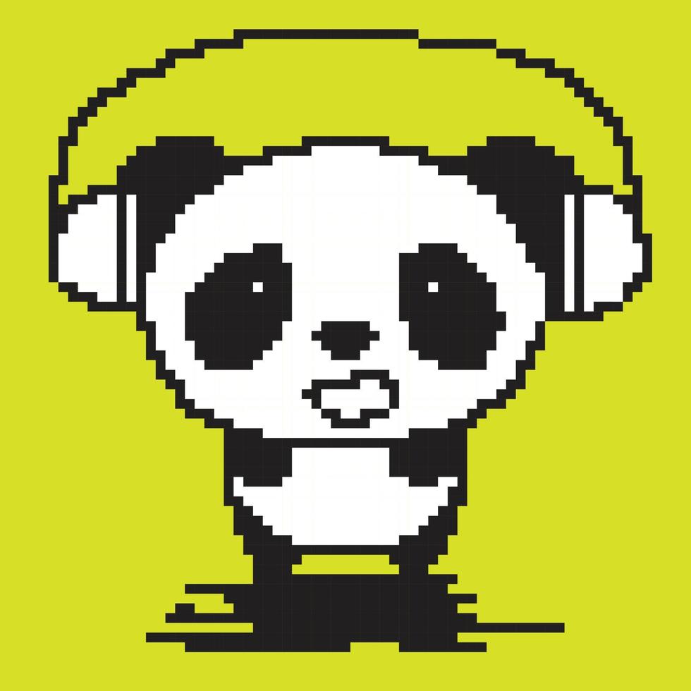 panda pixel art tocando música vetor