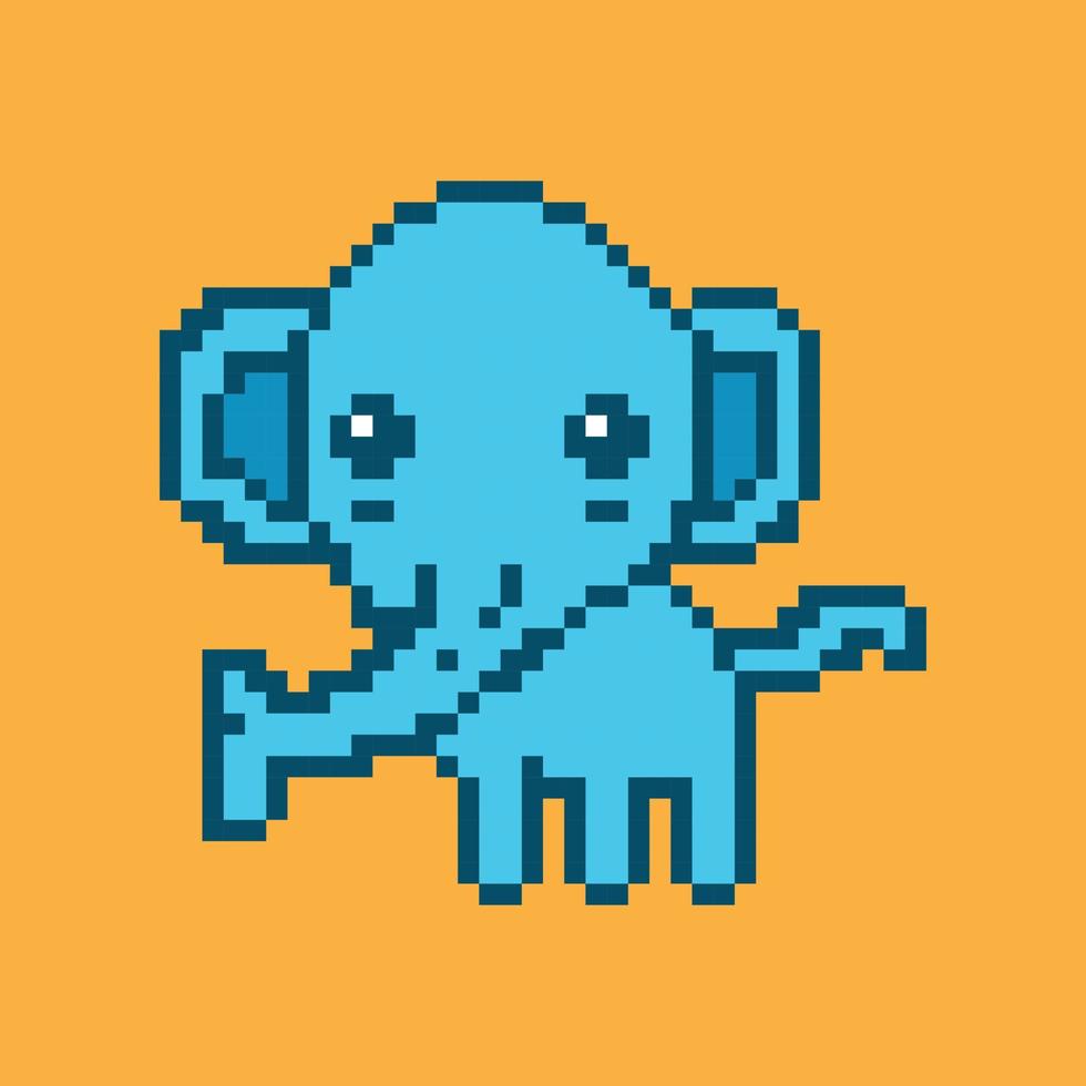 elefante fofo estilo pixel - ilustração vetorial isolada vetor