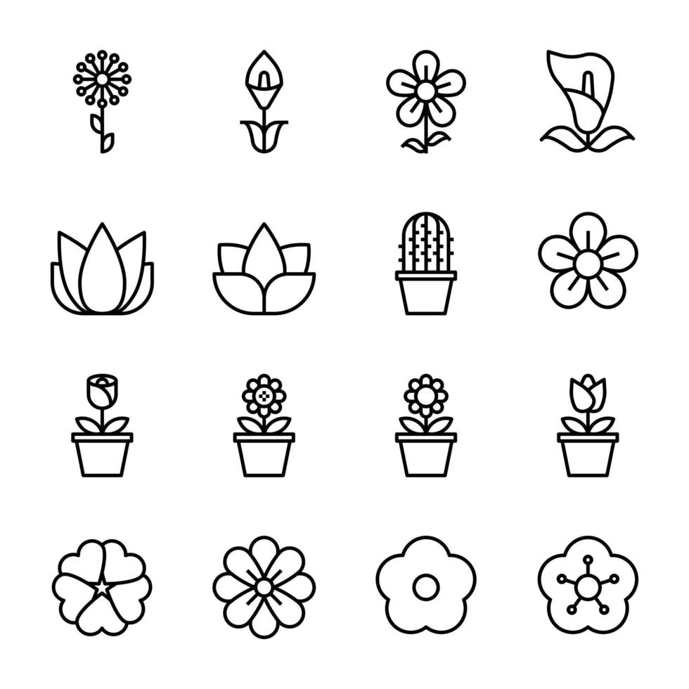 ilustrador de vetor de ícones de flores.