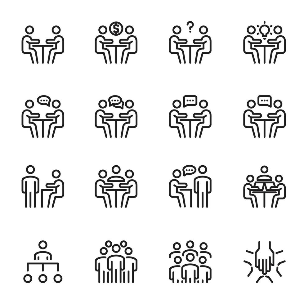 ilustração vetorial de linha de ícone de reunião vetor