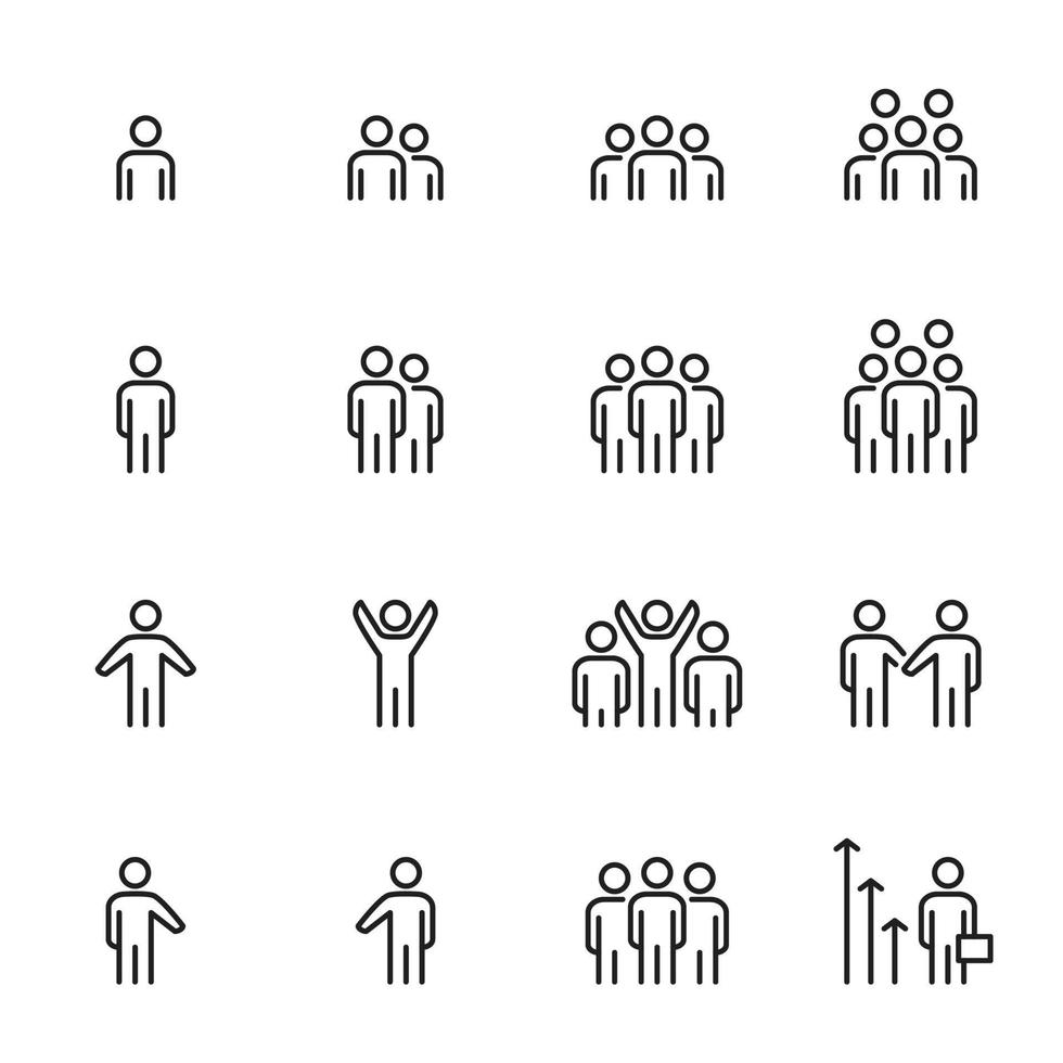 icon man set vector, pessoas, multidão, empresário, trabalho em equipe vetor