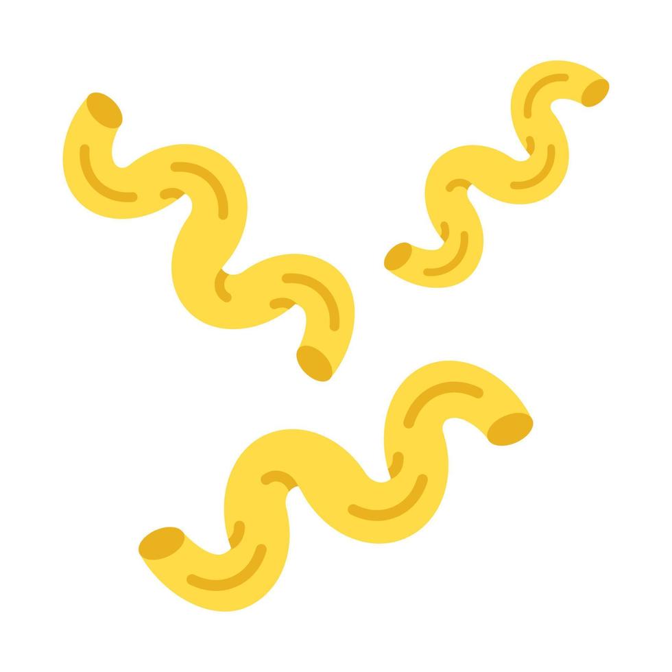 ícone de cor de sombra longa de design plano cavatappi. macarrão em forma de saca-rolhas. macarrão grosso e oco italiano tradicional. macarrão encaracolado. cozinha mediterrânea e asiática. ilustração em vetor silhueta