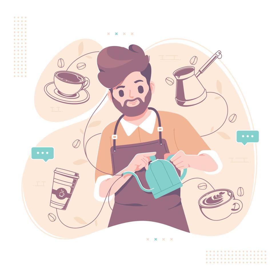 fundo de ilustração de barista de café vintage vetor