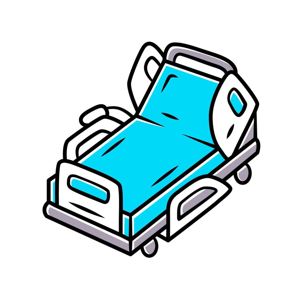 ícone de cor de cama de hospital motorizado e elétrico. dispositivo para deficientes físicos. tratamento de paraplégicos. internamento, equipamentos de reabilitação. ilustração vetorial isolada vetor