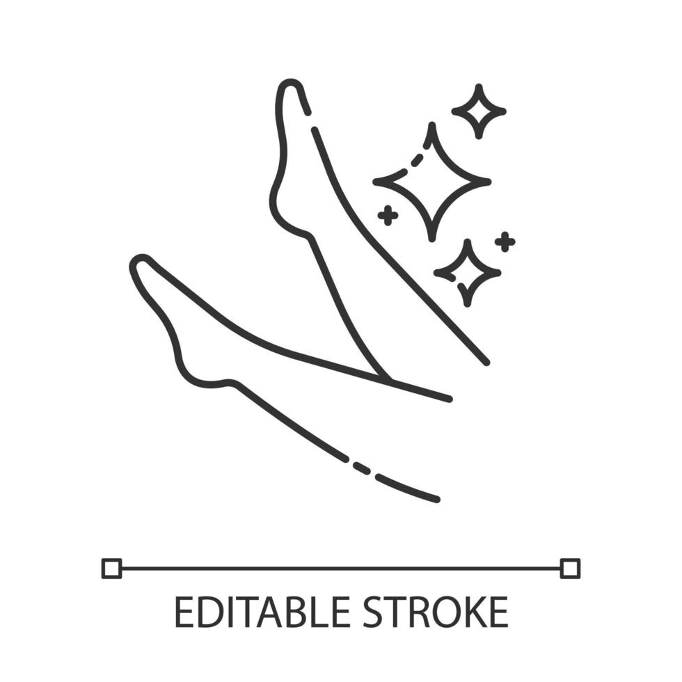 ícone linear de depilação de perna. passo final do procedimento de depilação da canela. depilação com cera macia natural. ilustração de linha fina. símbolo de contorno. desenho de contorno isolado de vetor. traço editável vetor