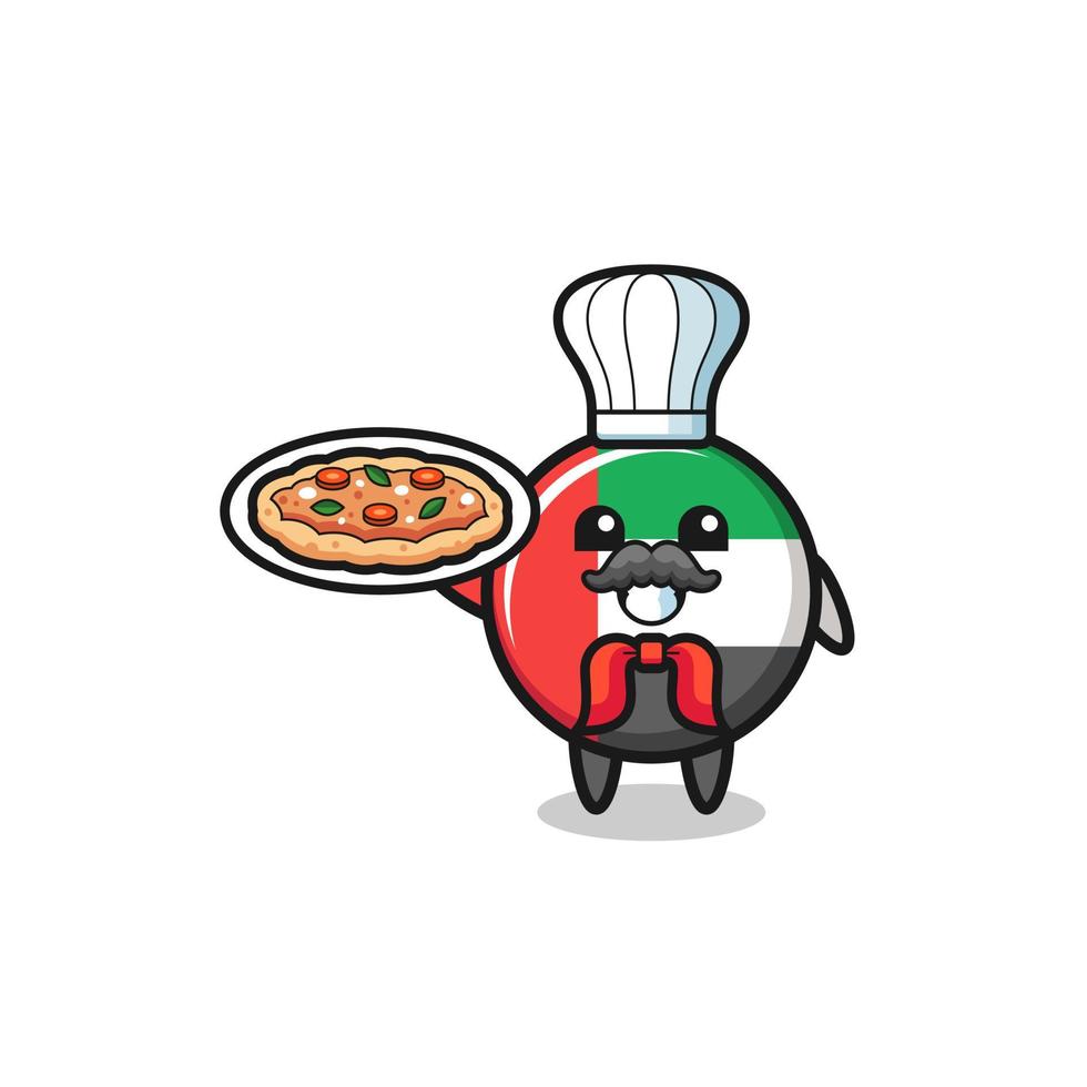 personagem de bandeira dos Emirados Árabes Unidos como mascote do chef italiano vetor
