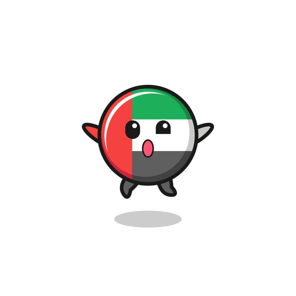 personagem de bandeira dos Emirados Árabes Unidos está pulando gesto vetor