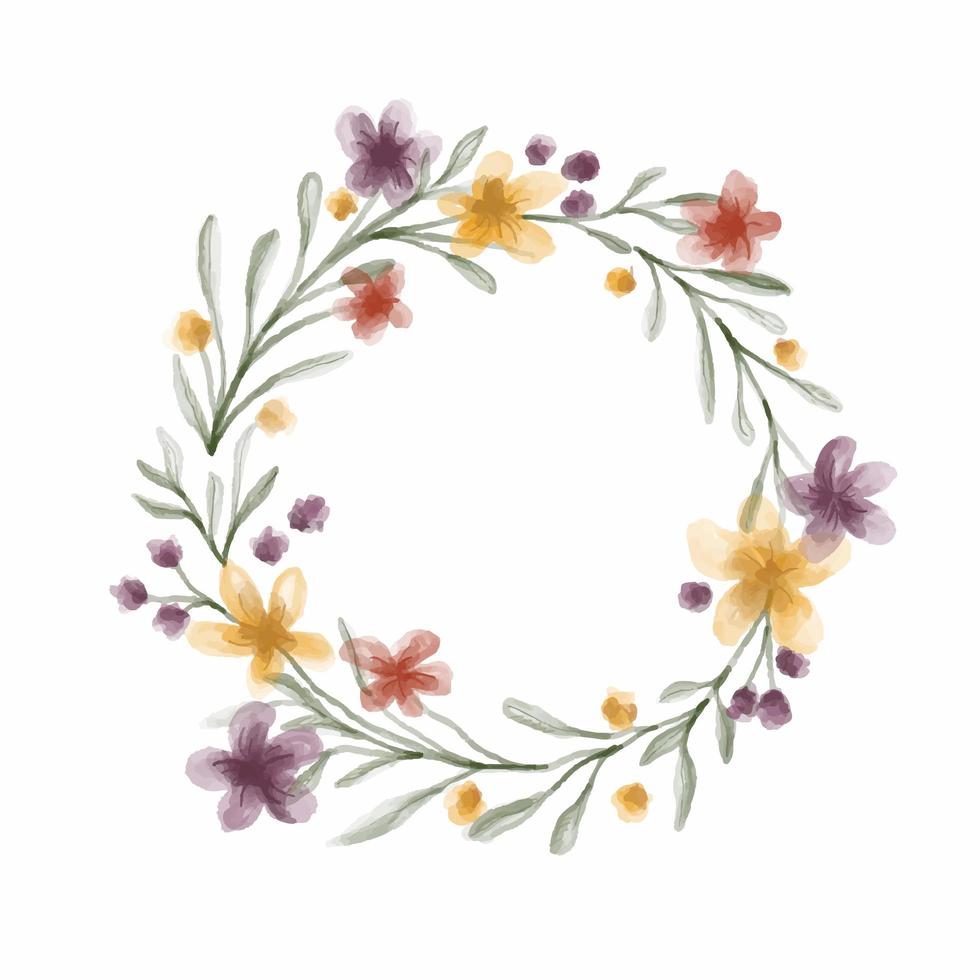 coroa de flores em aquarela de vetor. elegante design floral para convite, casamento ou cartão de felicitações. vetor