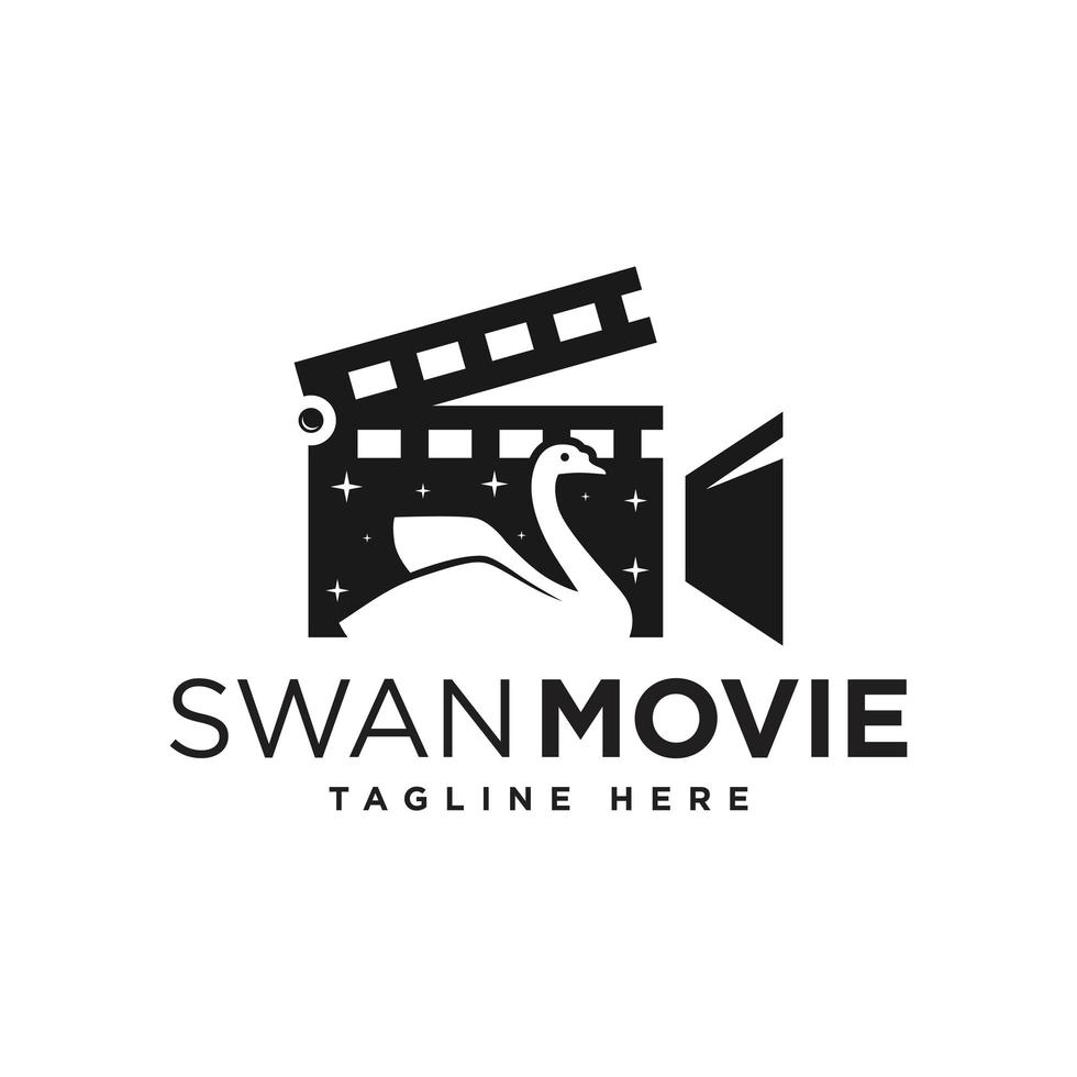 logotipo de ilustração de inspiração de filme de cisne da indústria vetor