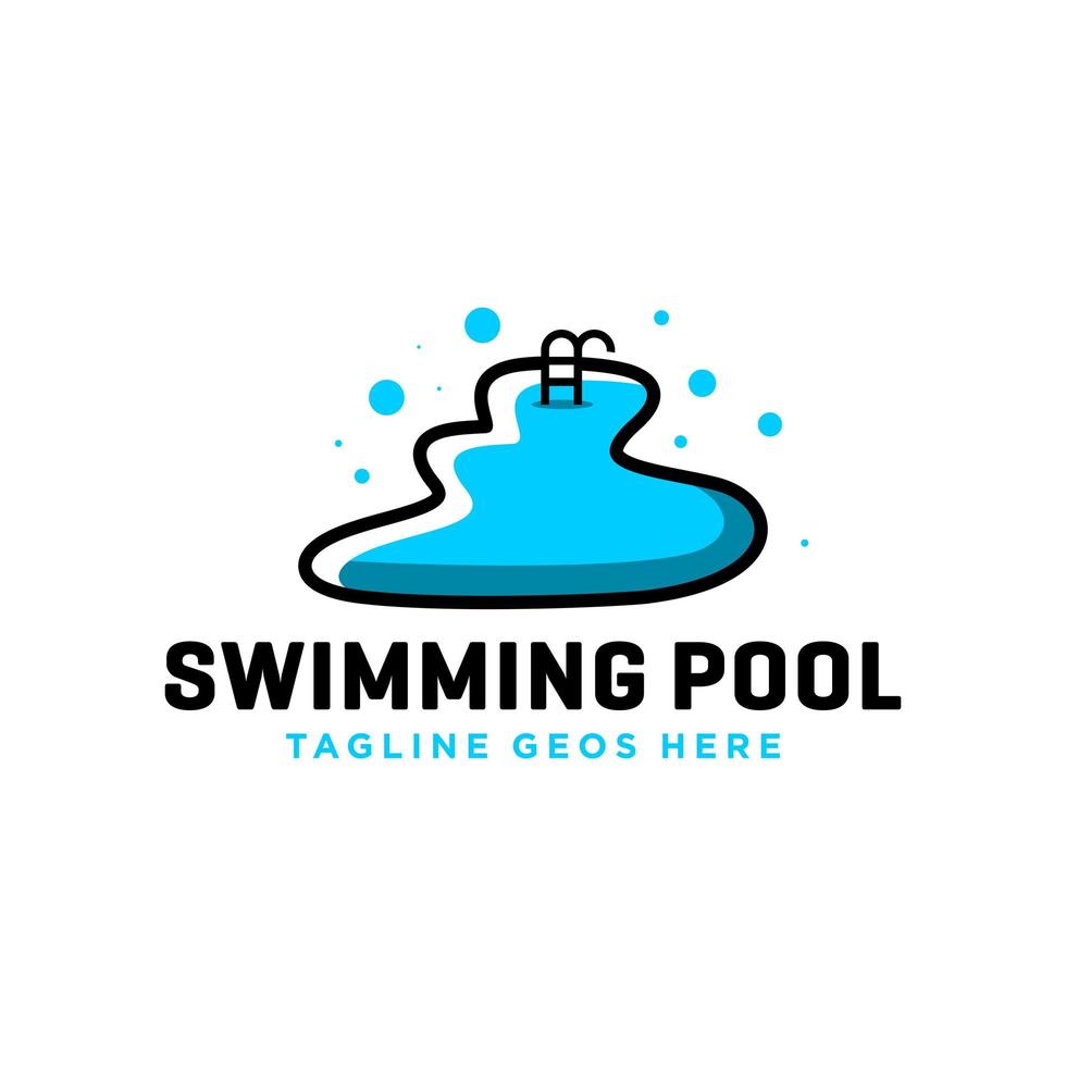 design de logotipo de ilustração de inspiração de piscina vetor