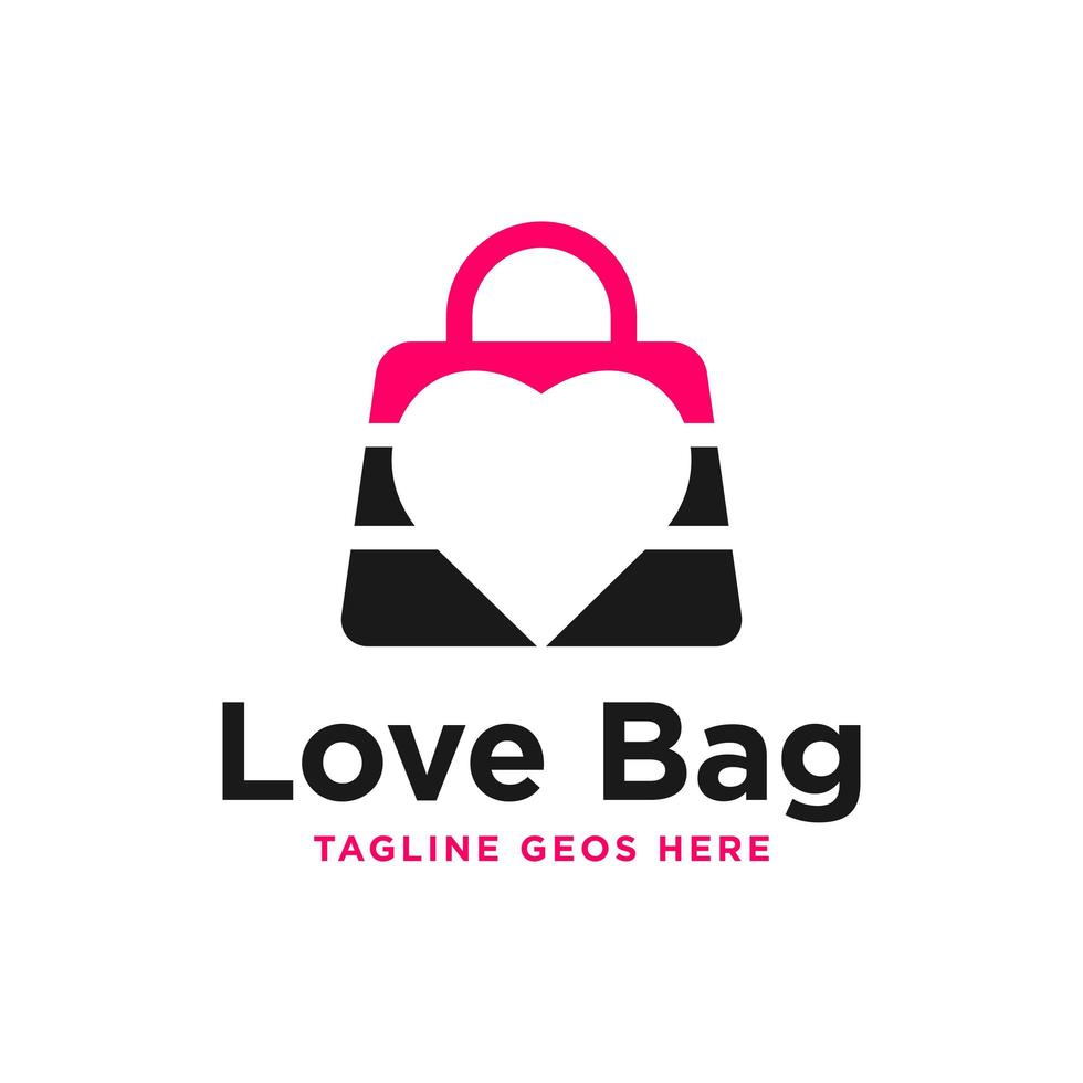 design de logotipo de ilustração de inspiração de bolsa de amor vetor