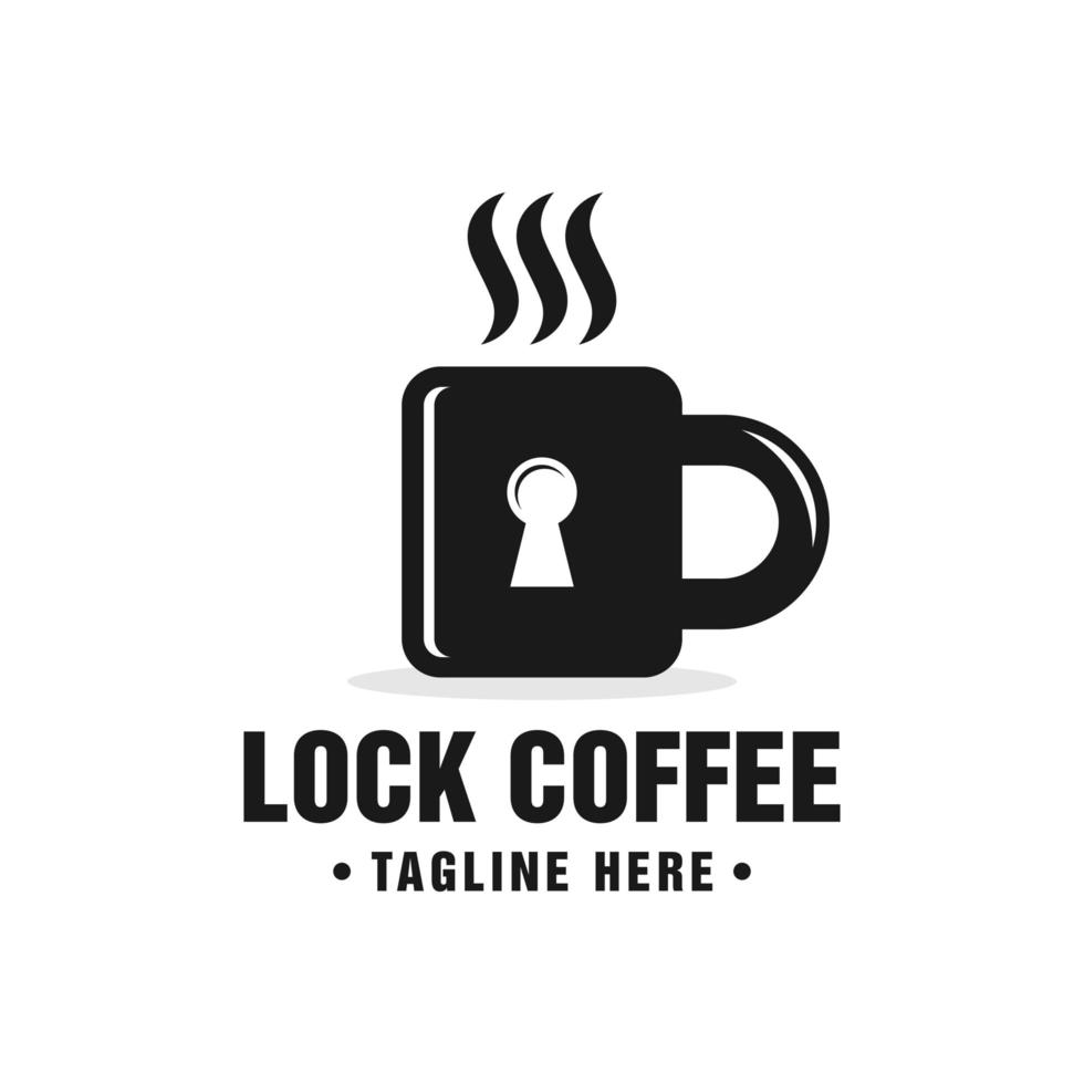 logotipo de ilustração de inspiração de cadeado de xícara de café vetor