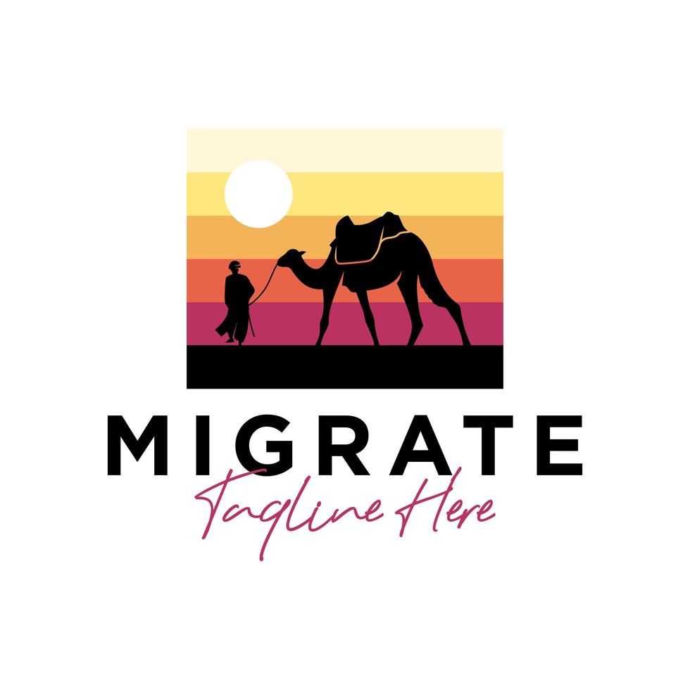 design de logotipo de ilustração de inspiração de viagem hijrah vetor