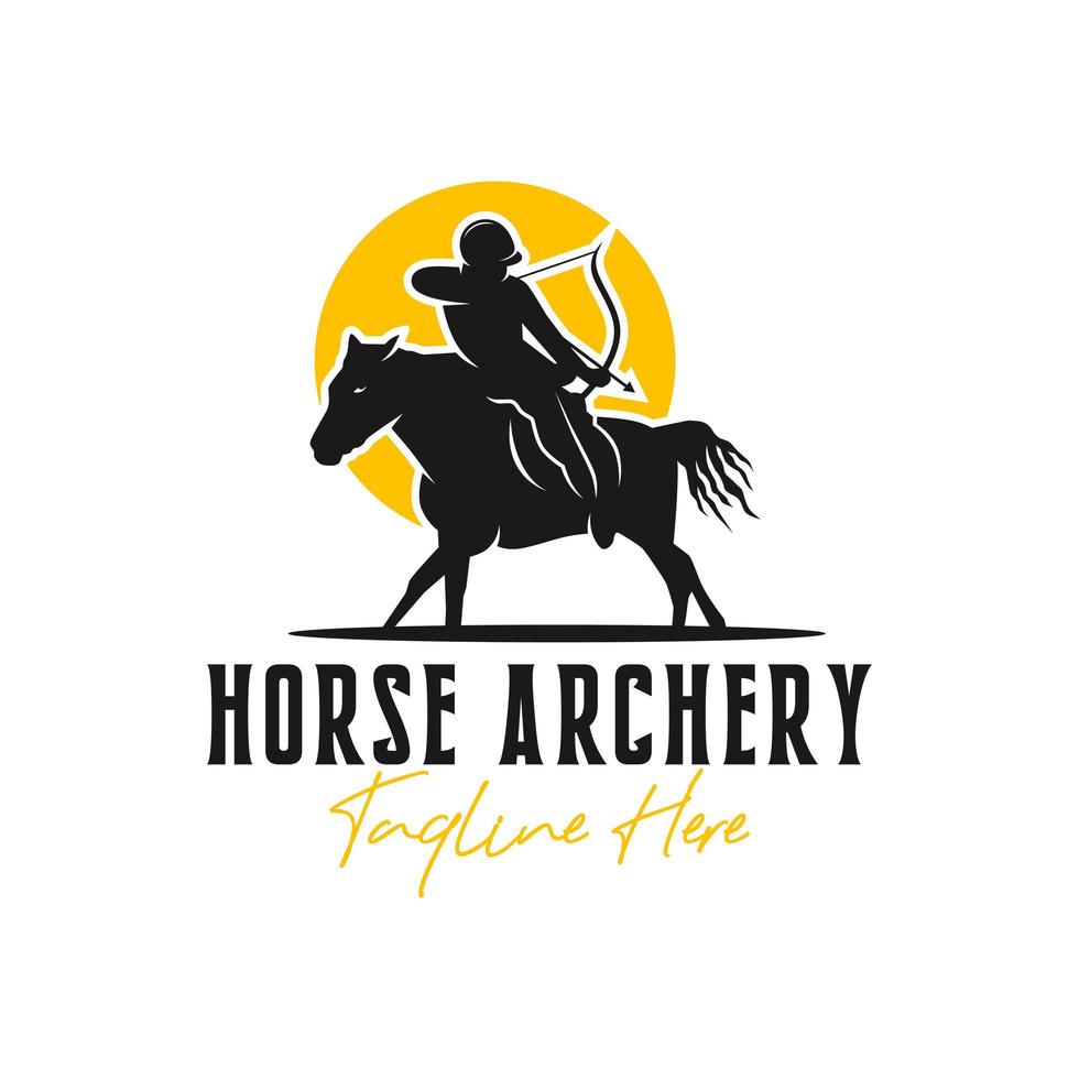 design de logotipo de ilustração de inspiração de arqueiro de cavalo vetor