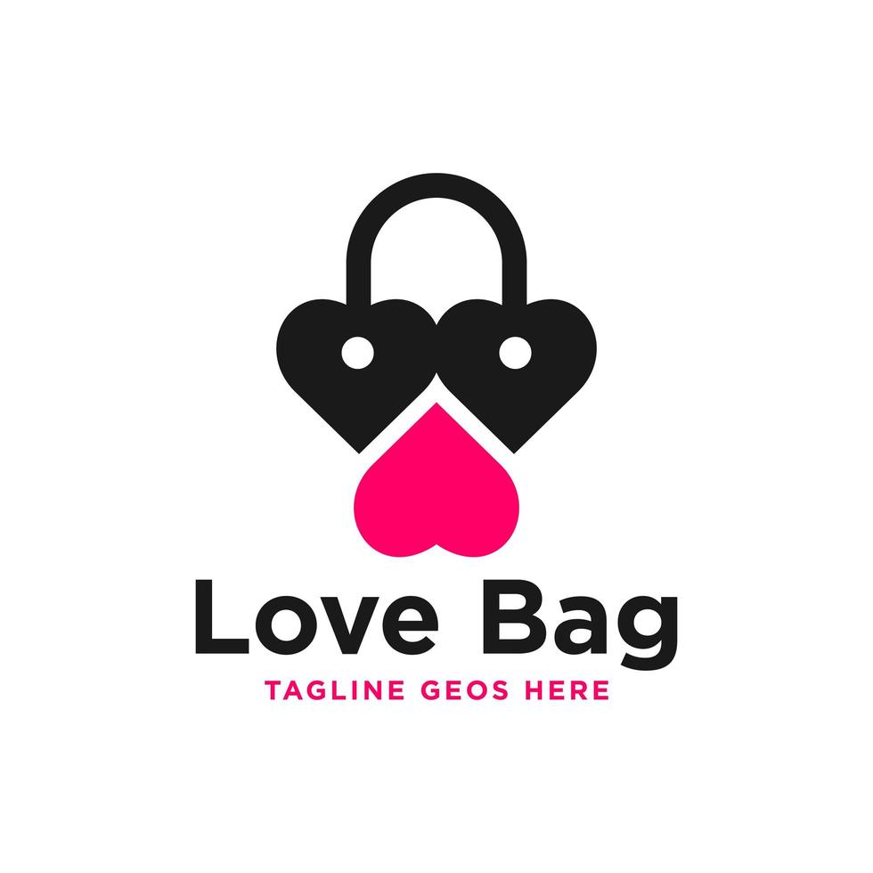 design de logotipo de ilustração de inspiração de bolsa de amor vetor