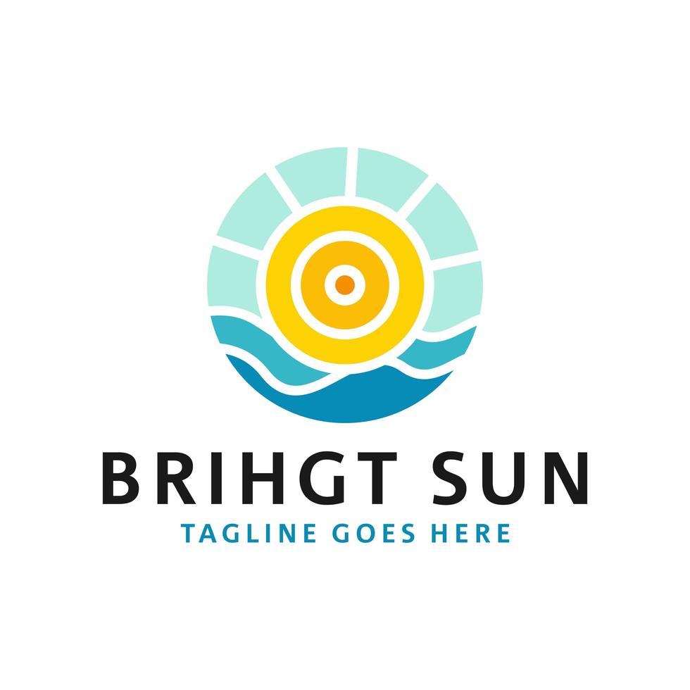 design de logotipo de ilustração de inspiração de sol do mar vetor