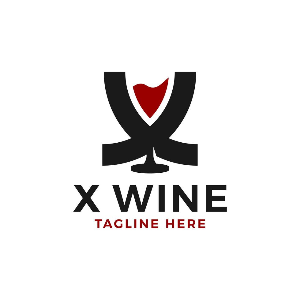 logotipo de ilustração de inspiração de vinho tinto com a letra x vetor