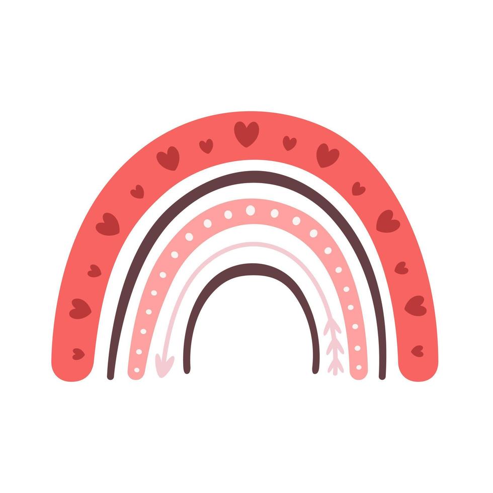 arco-íris com corações. dia dos namorados e elemento romântico vetor