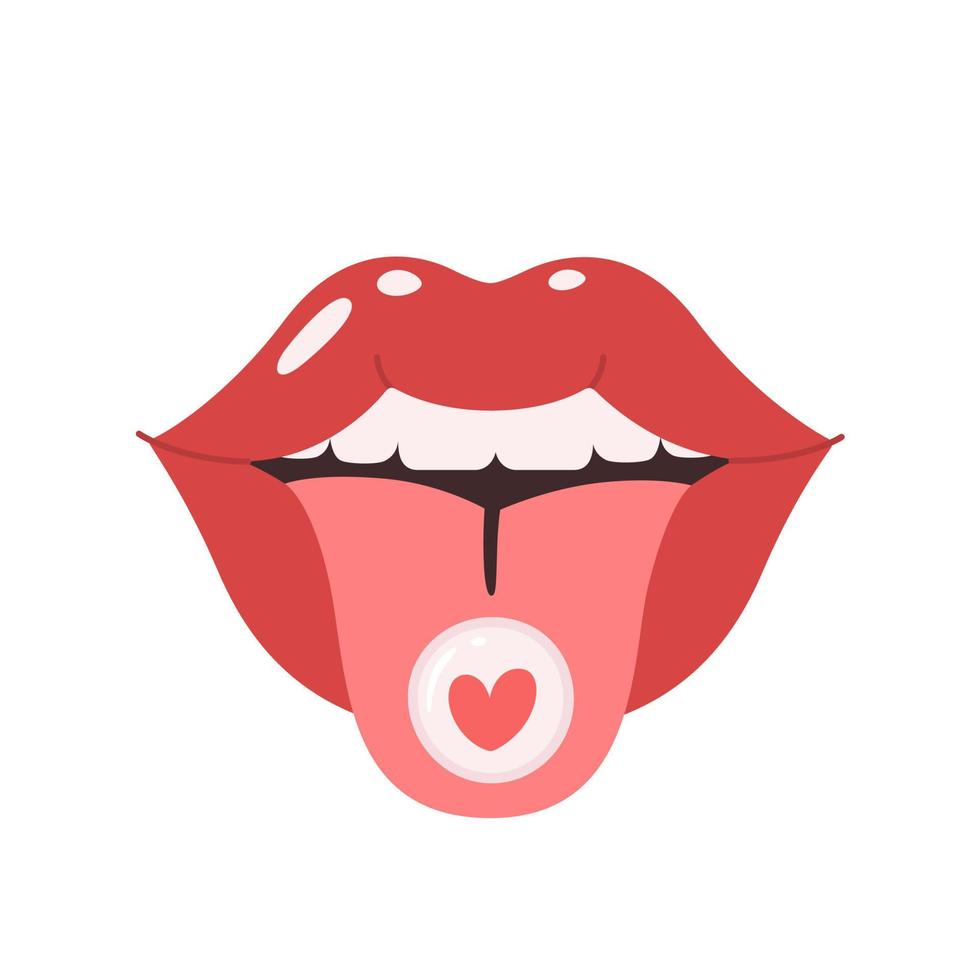 lábios com língua. amor, beijo, elemento de dia dos namorados vetor