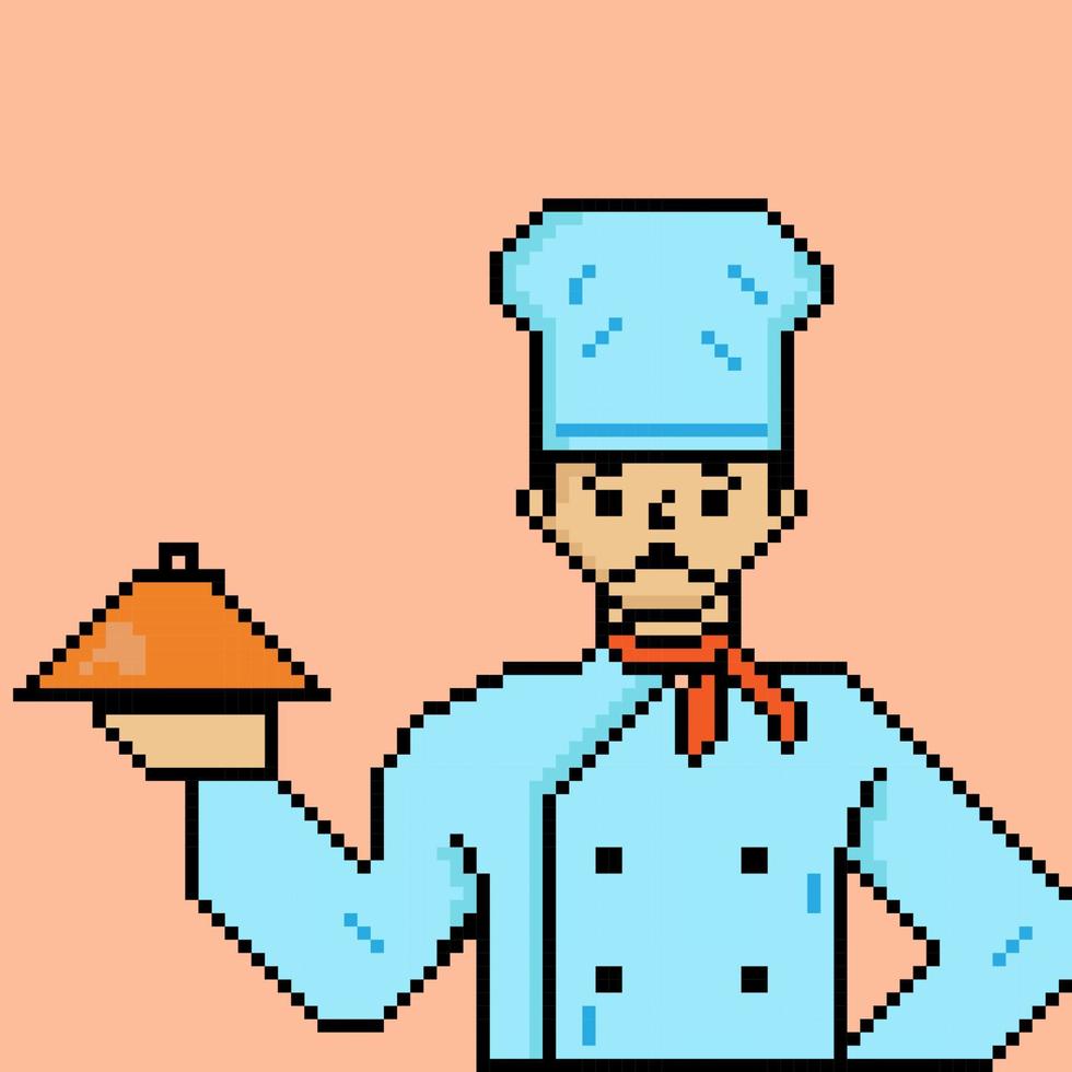 ilustração de chef de homem de pixel de design de estilo vetor