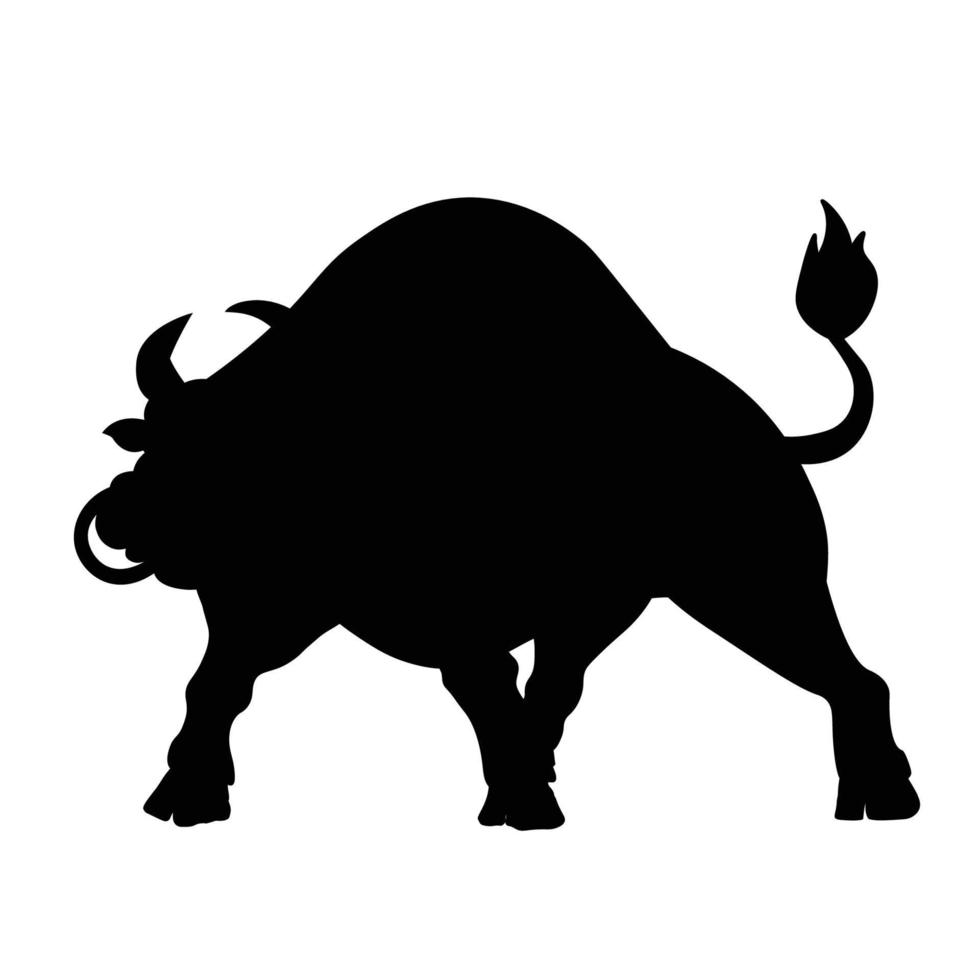 ilustração de silhueta de touro dos desenhos animados vetor