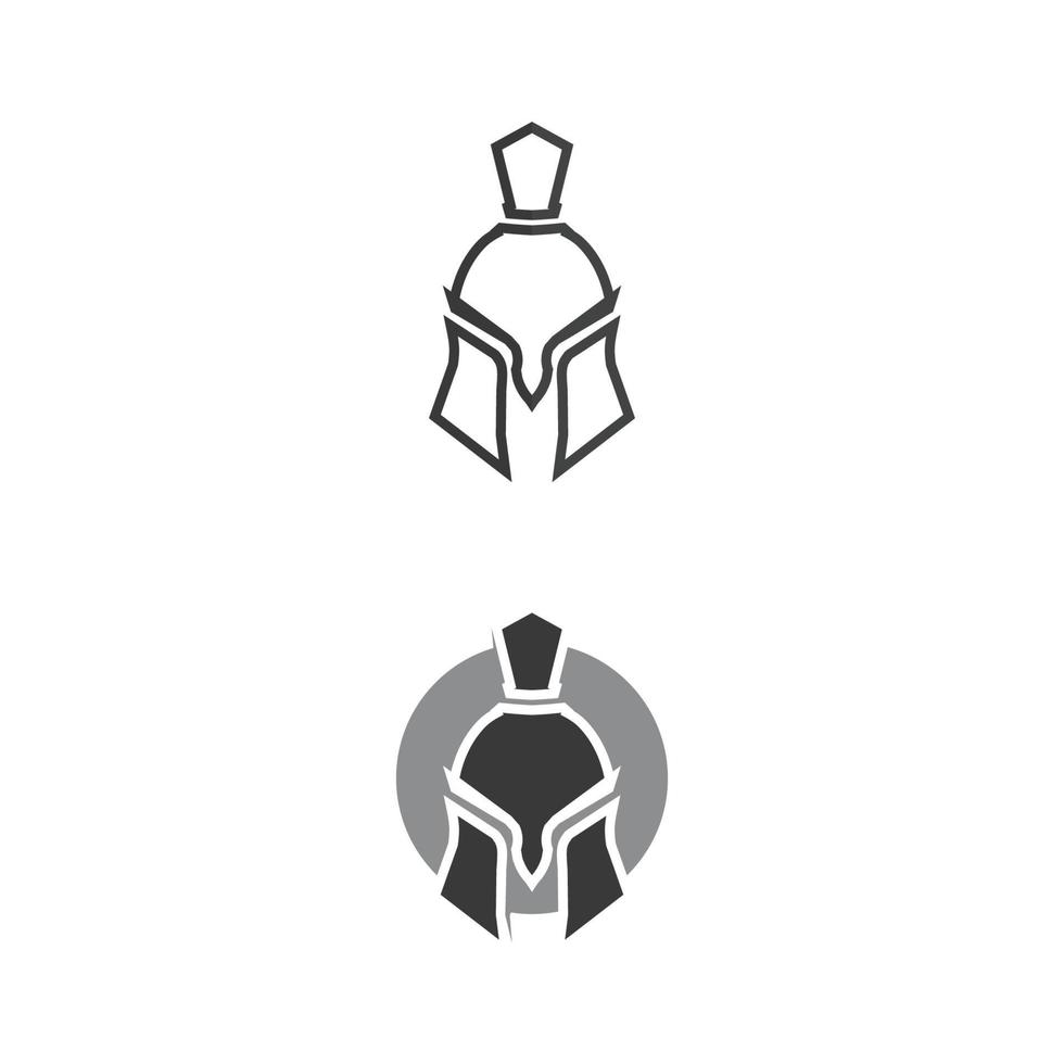 logotipo de capacete espartano e gladiador, poder, vintage, espada, segurança, logotipo lendário e vetor de soldado clássico
