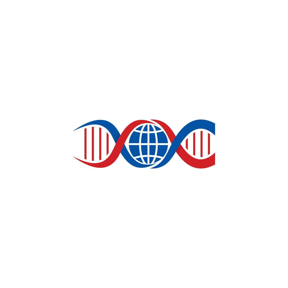 logotipo do mundo de dna, logotipo de cuidados de dna vetor