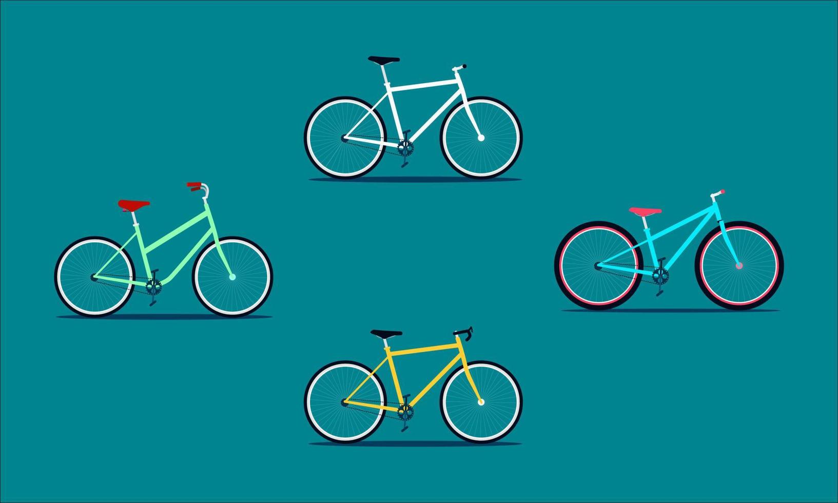 a bicicleta de quatro marchas fixas. estilo moderno liso colorido. ilustração vetorial eps10 vetor