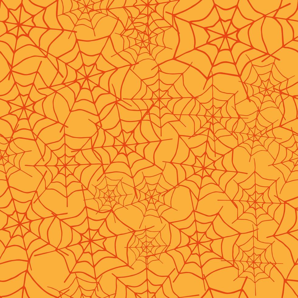 padrão sem emenda de vetor de feliz dia das bruxas. fundo de teia de aranha. textura colorida de férias para embrulho, papel de parede, têxtil, scrapbooking. ilustração vetorial desenhada à mão em estilo doodle.