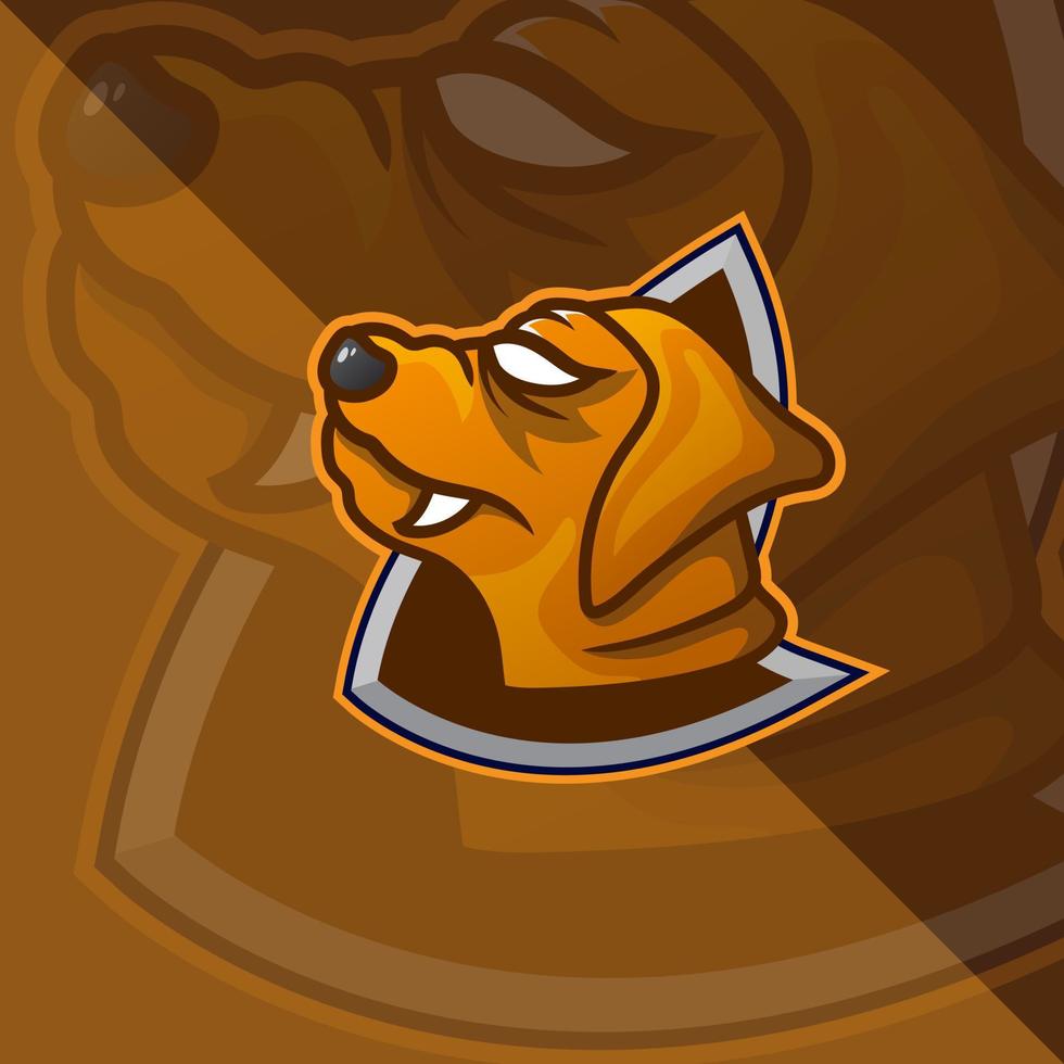 design de logotipo esport de mascote de emblema de cabeça de cachorro bravo. o logotipo de jogos esportivos de alta resolução é adequado para o mascote do seu time vetor