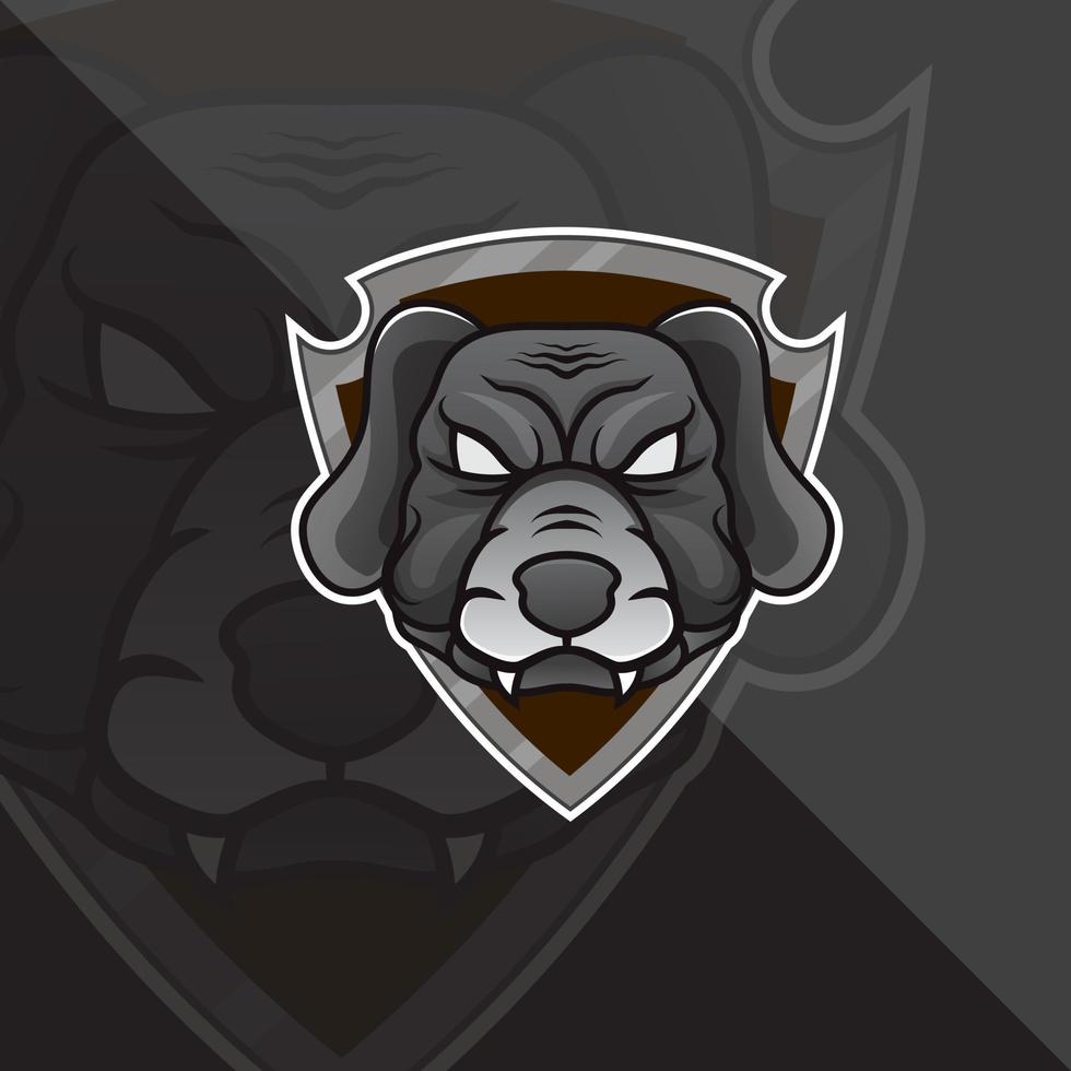 design de logotipo esport de mascote de emblema de cabeça de cachorro bravo. o logotipo de jogos esportivos de alta resolução é adequado para o mascote do seu time vetor
