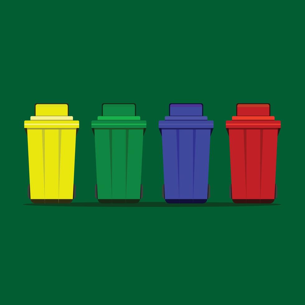 amarelo verde azul vermelho lixeira símbolo de reciclagem isolado ilustração vetorial eps10 vetor
