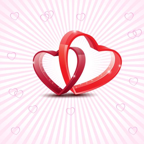 Feliz dia dos namorados amor cartão com coração vermelho em abstrato. Vetor