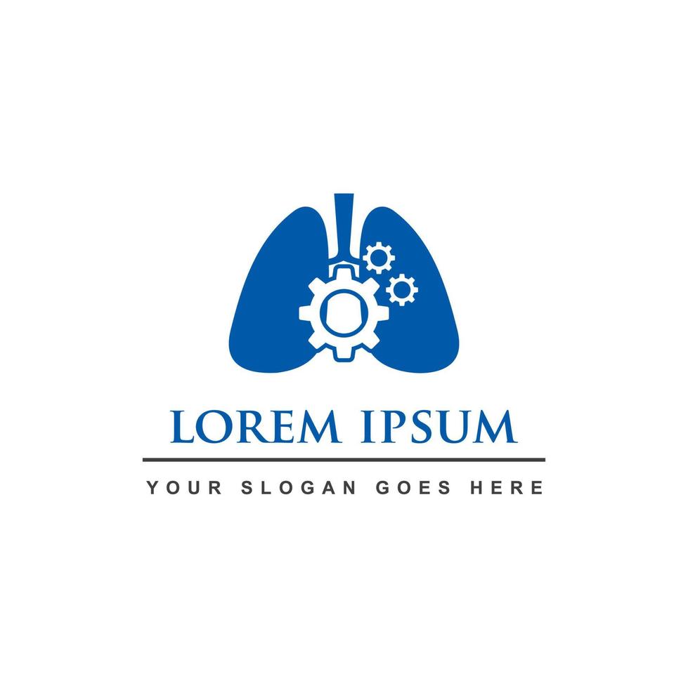 logotipo de engrenagem pulmonar, logotipo de cuidados pulmonares vetor