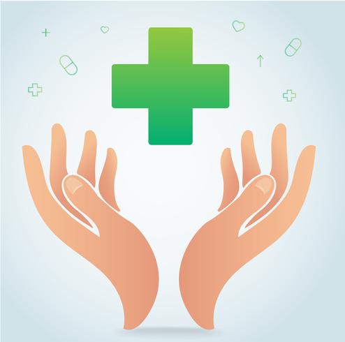 mão segurando o vetor de símbolo médico ícone, conceito de saúde