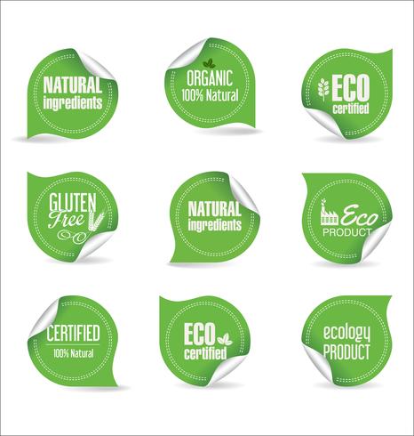 Eco Vintage Labels Bio template set Projeto retrô de ecologia vetor