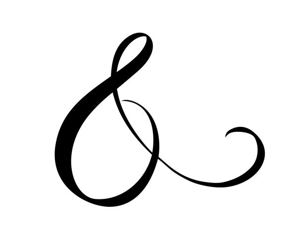 Ampersand decorativo feito sob encomenda isolado no branco. Caligrafia escrita à mão, ilustração do vetor. Ótimo para convites de casamento, cartões, banners, sobreposições de fotos vetor