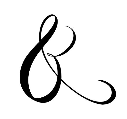 Ampersand decorativo feito sob encomenda isolado no branco. Caligrafia escrita à mão, ilustração do vetor. Ótimo para convites de casamento, cartões, banners, sobreposições de fotos vetor