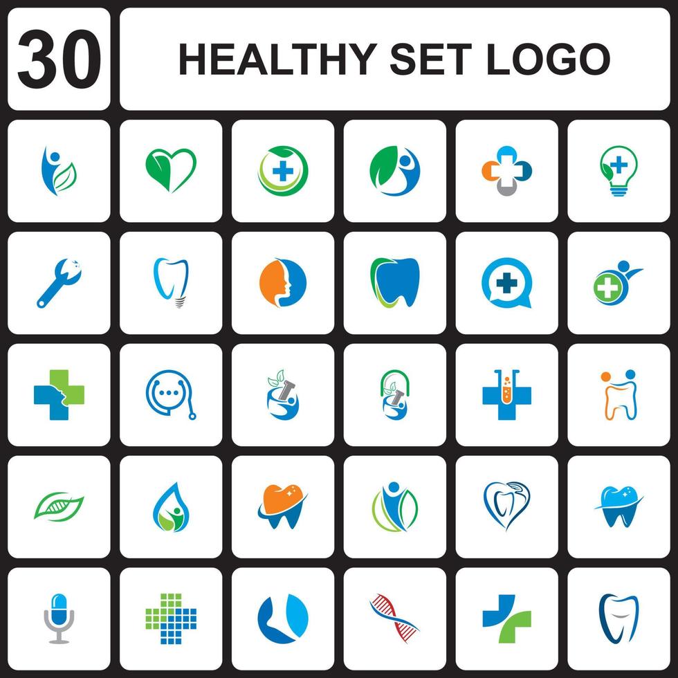 logotipo de conjunto saudável, logotipo de conjunto médico vetor