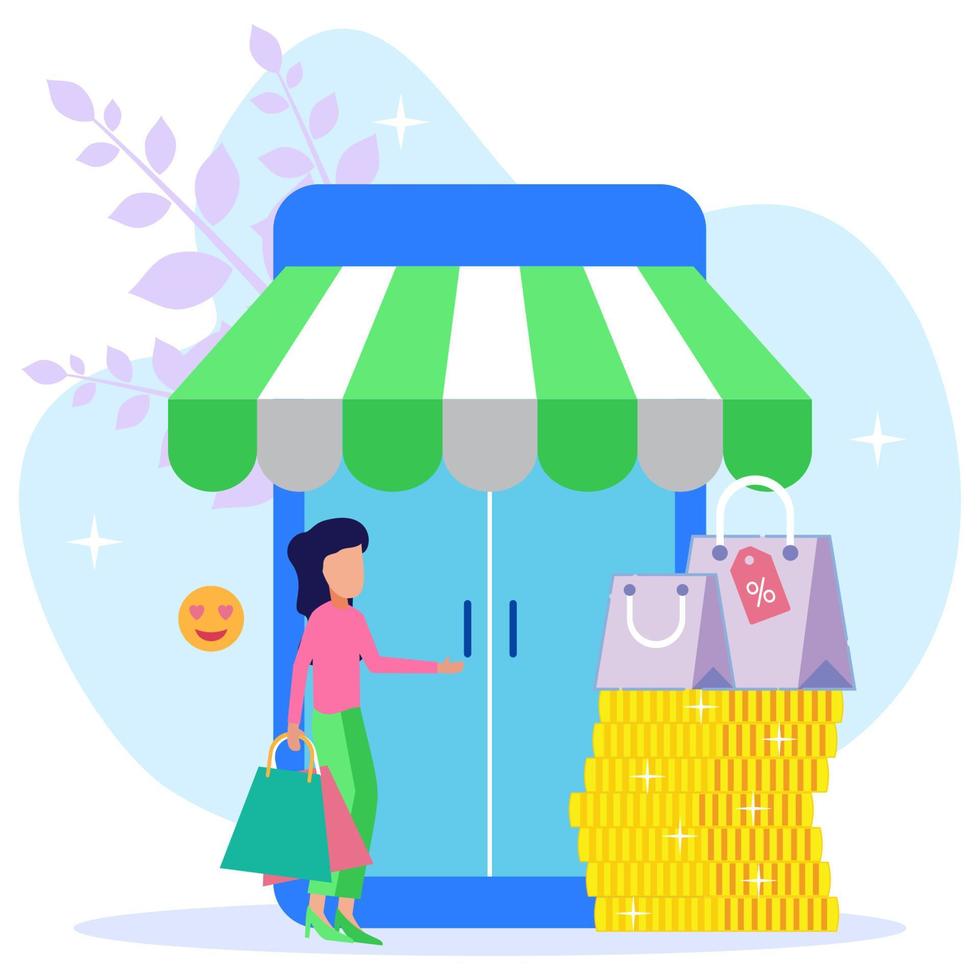 ilustração vetorial gráfico personagem de desenho animado de compras vetor