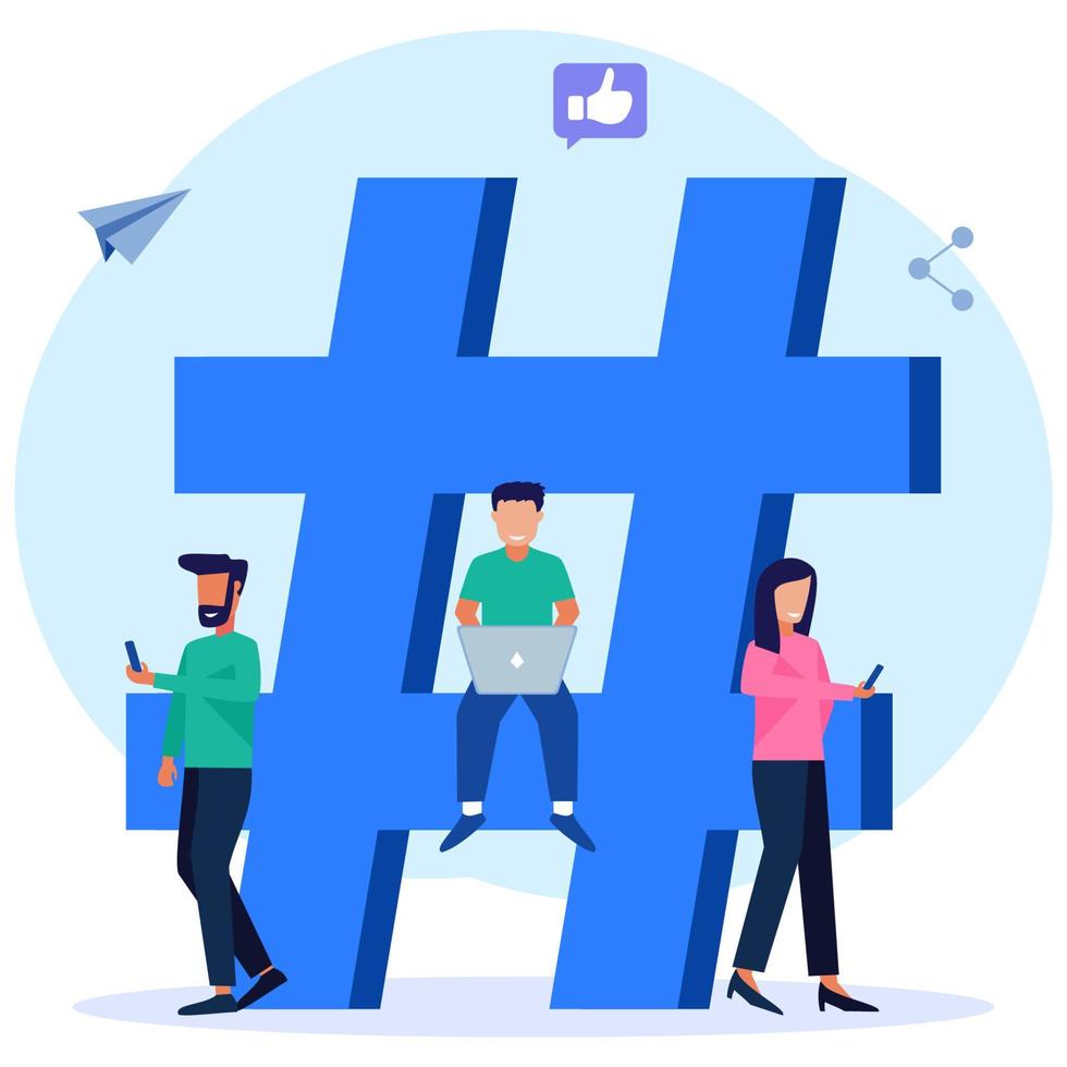 ilustração vetorial personagem de desenho animado gráfico de hashtag vetor