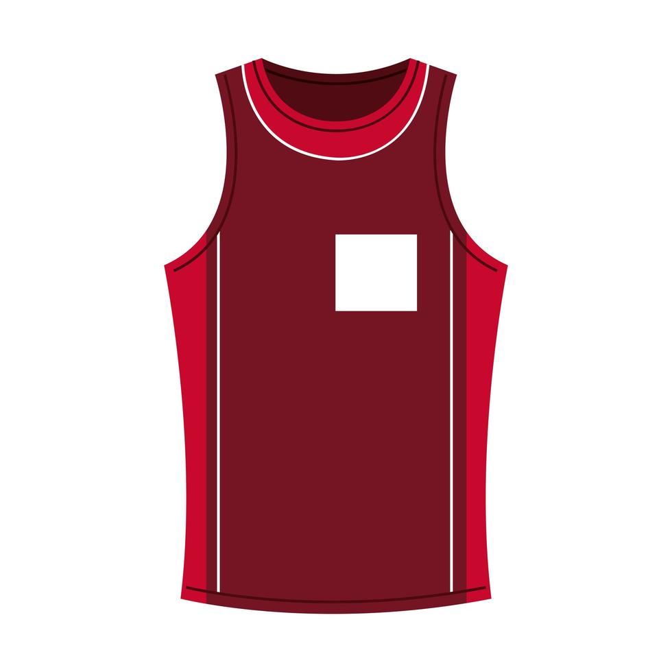 regata de basquete cor vermelha, cor vermelha da camisa esportiva, sobre fundo branco vetor