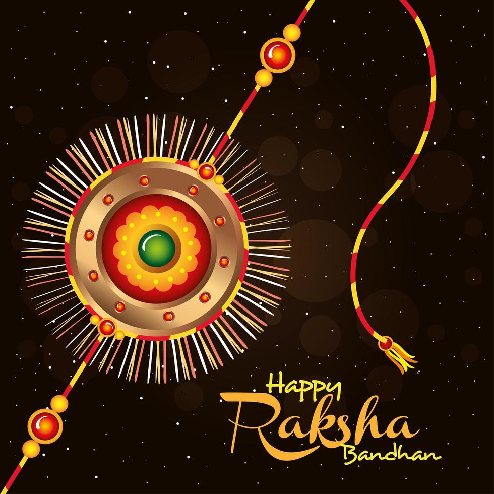 cartão com rakhi decorativo para raksha bandhan, festival indiano para celebração de ligação de irmão e irmã, a relação de ligação vetor