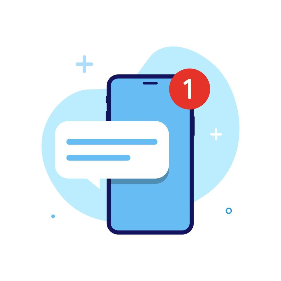 nova notificação de mensagem no smartphone tela conceito ilustração design plano vetor eps10. elemento gráfico moderno para página de destino, ui de estado vazio, infográfico, ícone